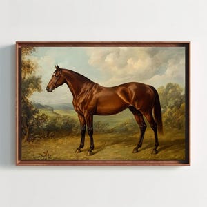 Vintage Horses Canvas Print, Equestrian Oil Painting, Moody Farmhouse Wall Art for Living Room or Rustic Home Decor