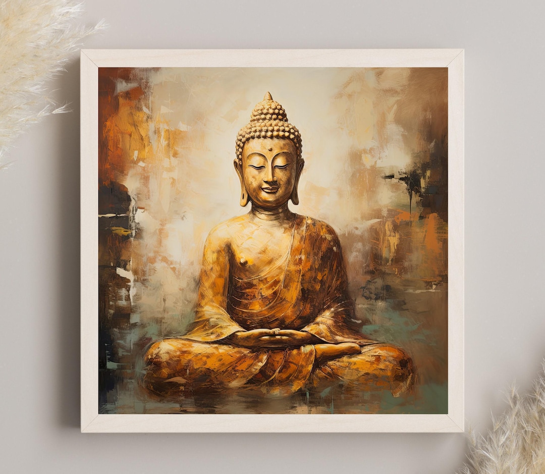 Golden Buddha Statue Canvas Print, Buddhist Wall Art - Etsy