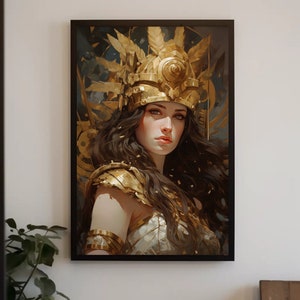 Goddess Artemis Gold Style Canvas & Poster Print - Greek Goddess of Nature - Goddess Artemis wall art - Canvas Wall Art