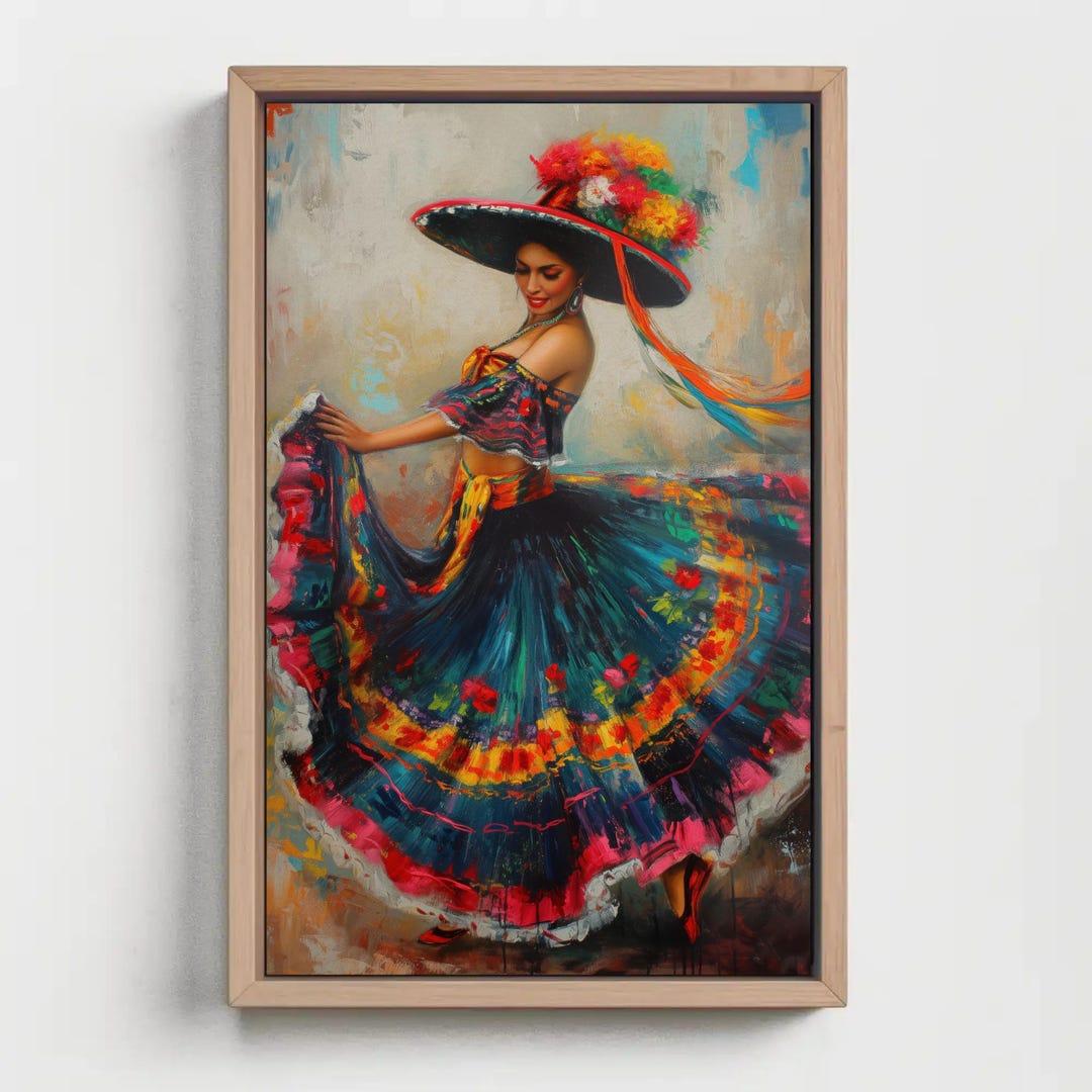 Mexican Folk Art Canvas Print - Framed Woman Wall Art - Etsy