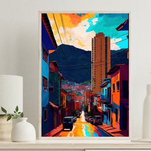 Bogota Travel Print Large Canvas Colombia Wall Art Colombia Travel Poster Bogota Colombia Vibrant Wall Art  Colombian Prints Colombian Gift