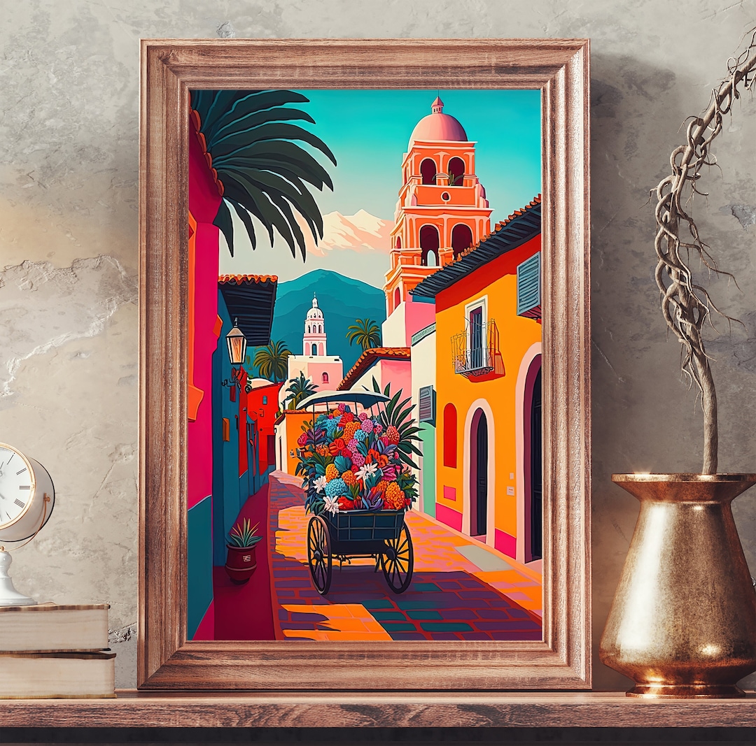 Mexico Illustration Poster, Mexican Home Decor Posters, Colorful