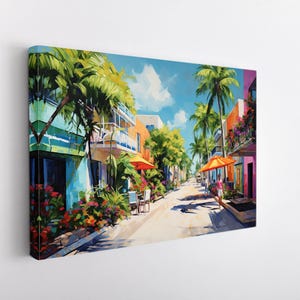 Playa del Carmen Canvas Print, Colorful Mexico Travel Art image 4