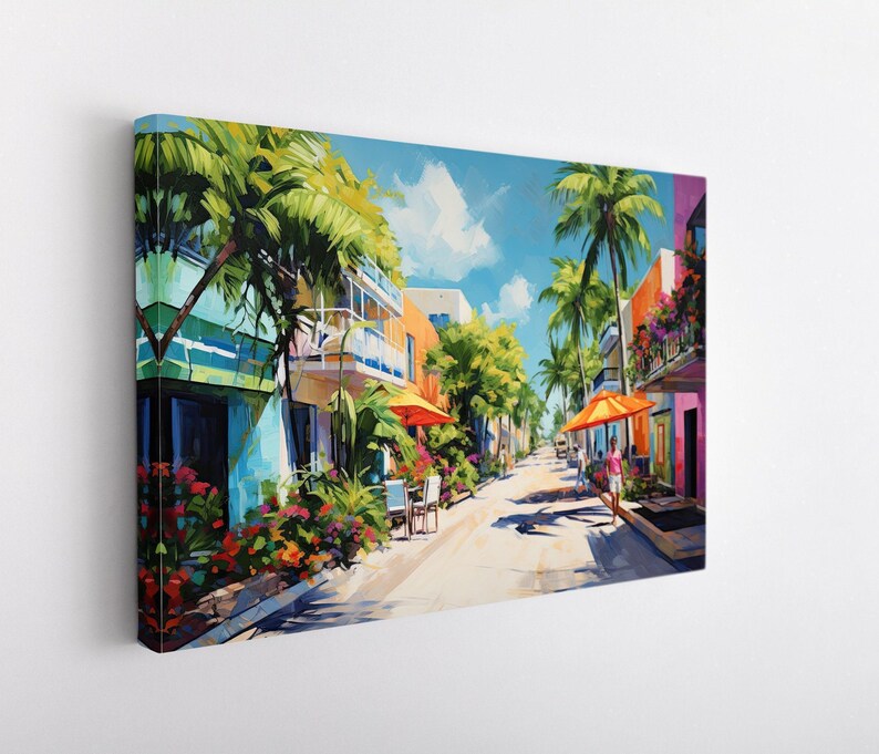 Playa del Carmen Canvas Print, Colorful Mexico Travel Art image 4