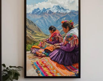 Andean Weavers Canvas Print | Colorful South American Textile Art
