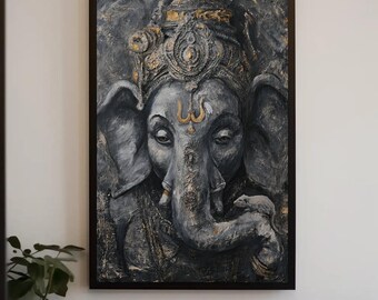Ganesha-Leinwandbild | Hinduistische Götter-Wandkunst, fertig zum Aufhängen