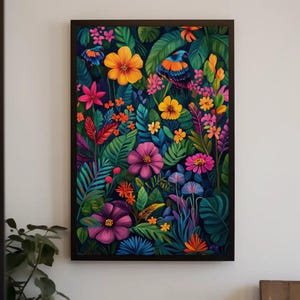 Tropical Flowers Canvas Print | Lush Floral Wall Art | Vibrant Jungle Decor | Exotic Botanical Artwork | Ready to Hang
