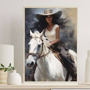 Black Woman Horse Riding Art, Minimalist African American Canvas Print ...
