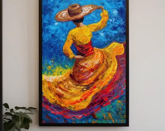 Colombian Folk Dance Oil Painting | Framed Ethnic Canvas Art