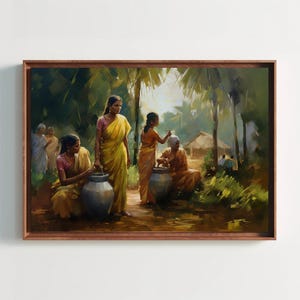 South Indian Women Art Print, Village Life, Home Decor