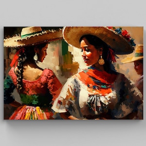 Mexican Woman Dancing at Festival - Original Painting - Mexican Art - Mexican Home Decor - Mexican Wall Art - Mexican Gift