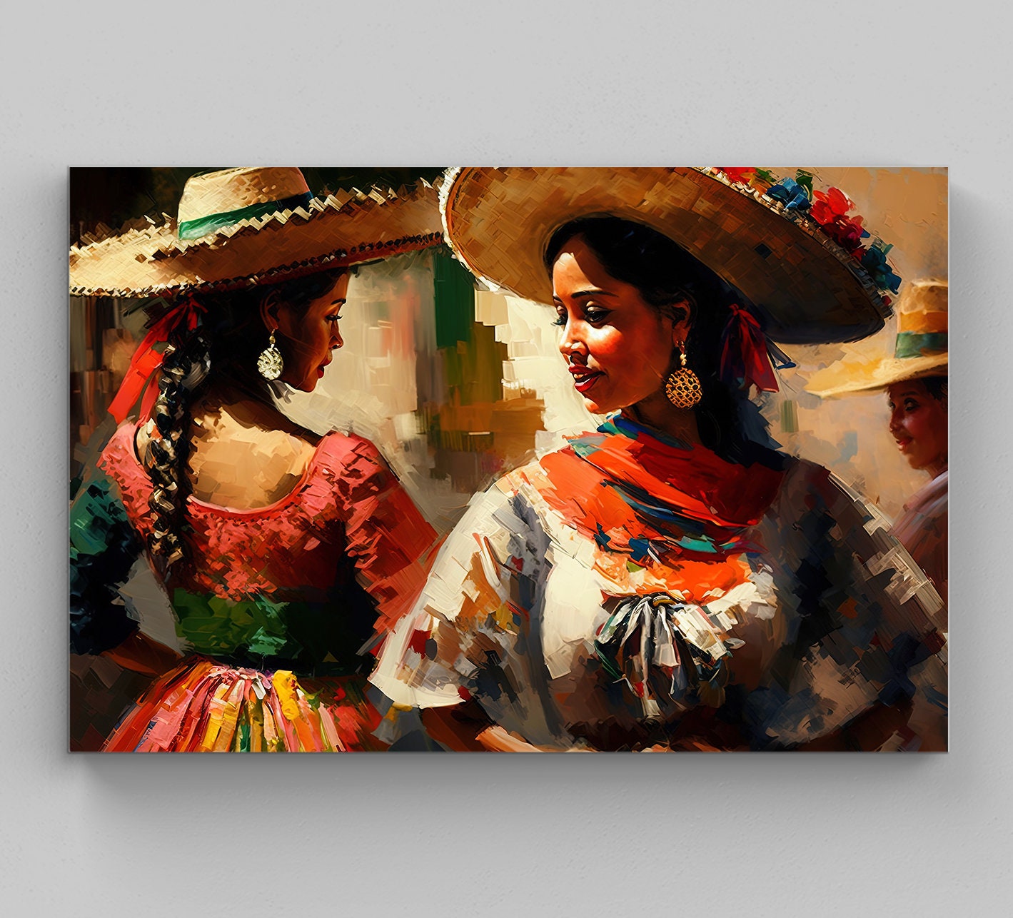 Mexican Woman Dancing at Festival - Original Painting - Mexican Art - Mexican Home Decor - Mexican Wall Art - Mexican Gift