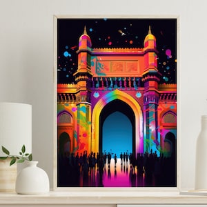 Gateway of India Print, Mumbai Landmark Painting, Bombay Wall Art, Indian Decor, Indian Painting, Indian Home Decor, India Art, Indian Print