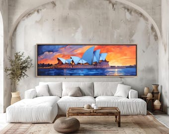 Sydney Opera House Painting Canvas Print, Framed Australian Landmark Wall Art