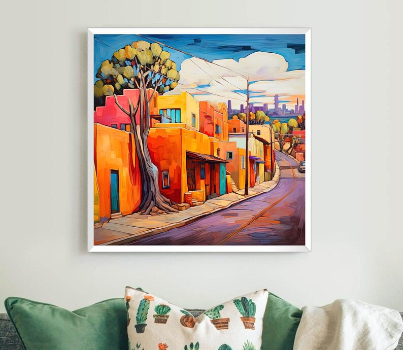 Santa Fe Street Art Canvas Print, New Mexico Home Decor image 3