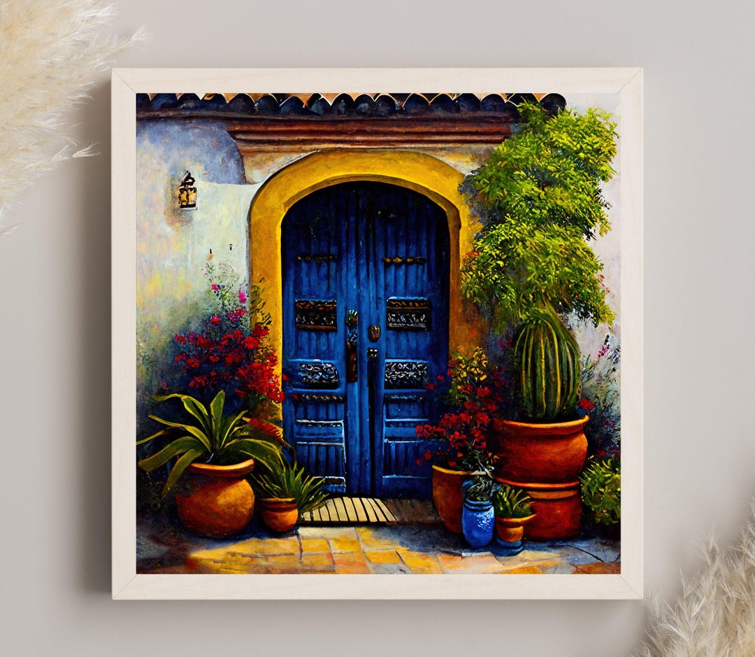 Colorful Mexican Door Art Print, Living Room Decor - Etsy