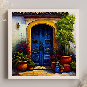 Colorful Mexican Door Art Print, Living Room Decor - Etsy
