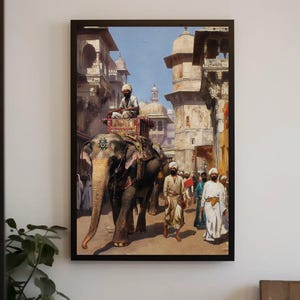 Indian Ancient Street Print, Canvas Wall Art, Indian Painting, Ancient India Landscape, India Wall Art, Indian Gift, Ready To Hang