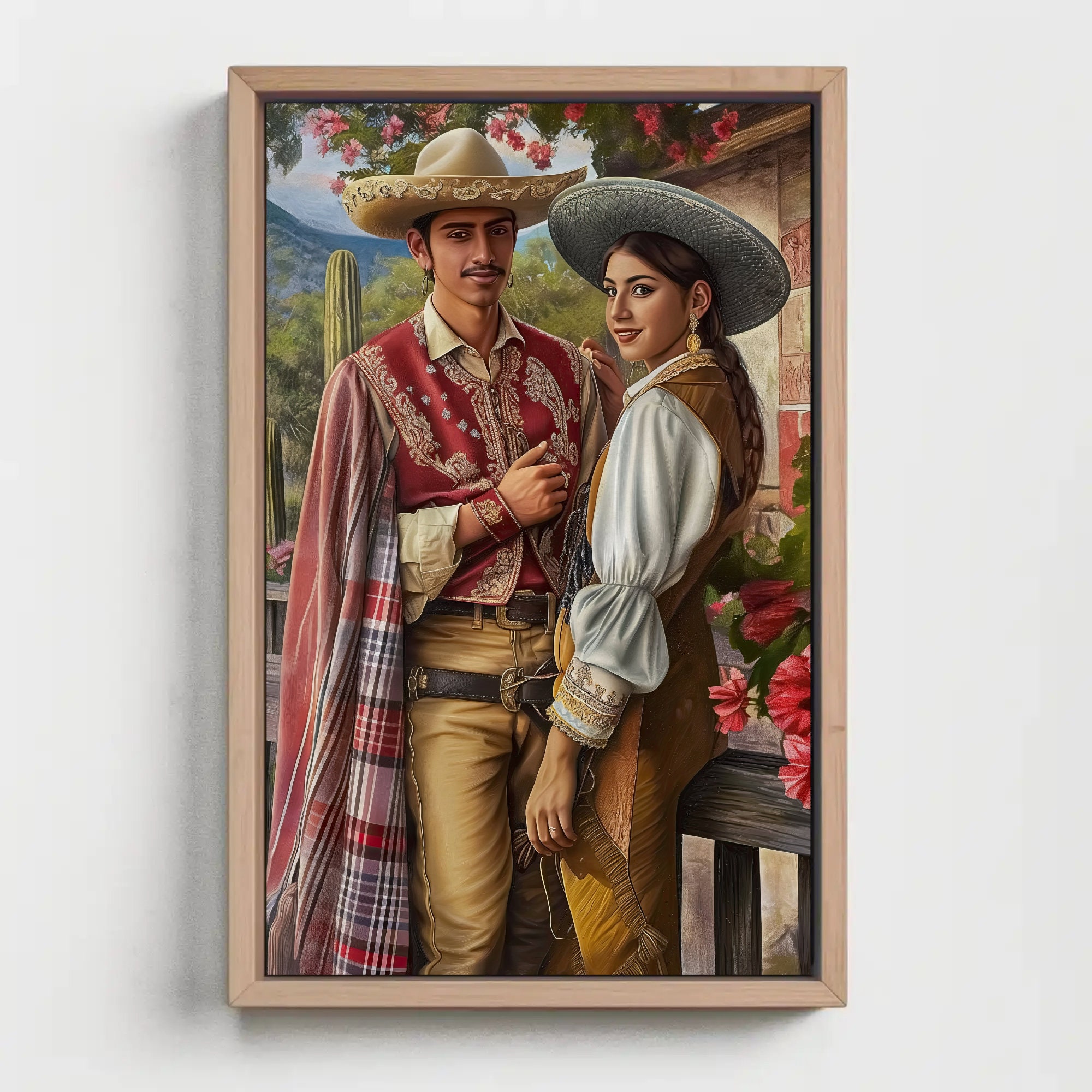 Mexican Jaripeo Couple Print, Extra-large Canvas Decor, Mexican