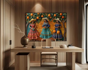 Mexican Women Canvas Wall Art, 3D Illusion Decor, Ready to Hang - Etsy