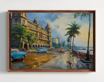 Mumbai Coastal Canvas Print, Indian Wall Art, Ready to Hang