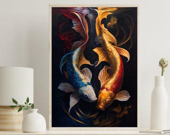 Abstract Koi Fish Canvas Print - Modern Wall Art