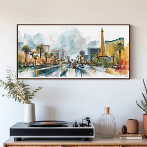 Las Vegas Strip Canvas Print, Nevada Framed Wall Art, Panoramic Landscape Canvas Decor, LA Wall Art, Office Decor, Ready to Hang