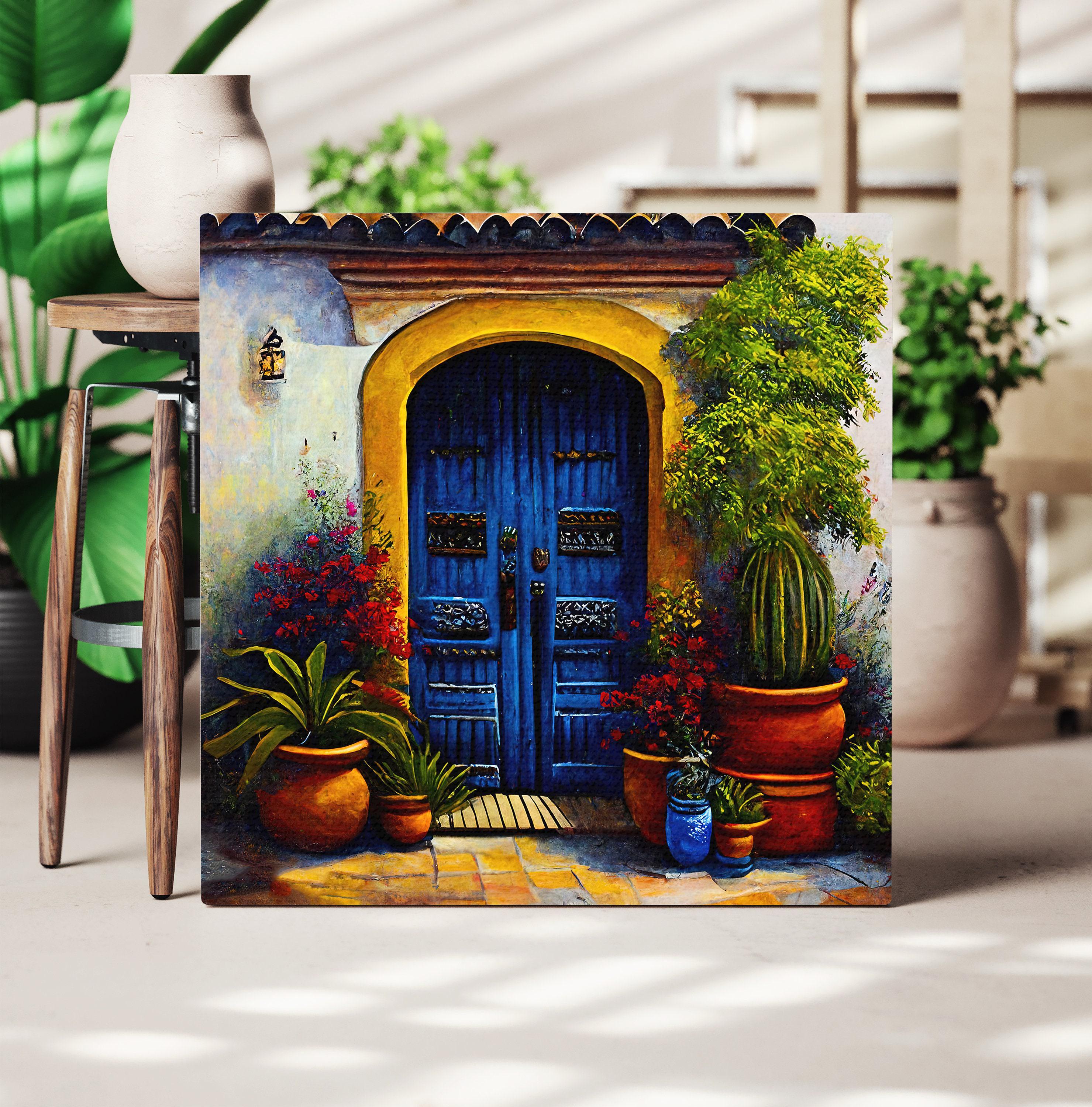 【 L出品 】 50×40cm size art Colorful Mexican Door Art Print, Living Room Decor - Etsy