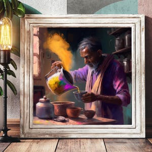 Indian Tea Shop Print, Desi Art, South Asian Decor imagen 1