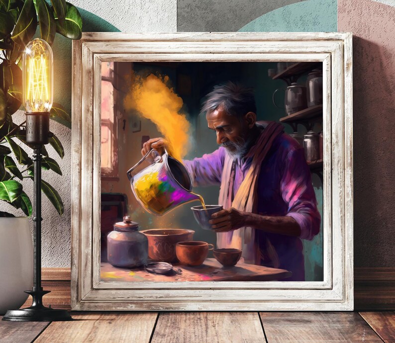 Indian Tea Shop Print, Desi Art, South Asian Decor imagen 1