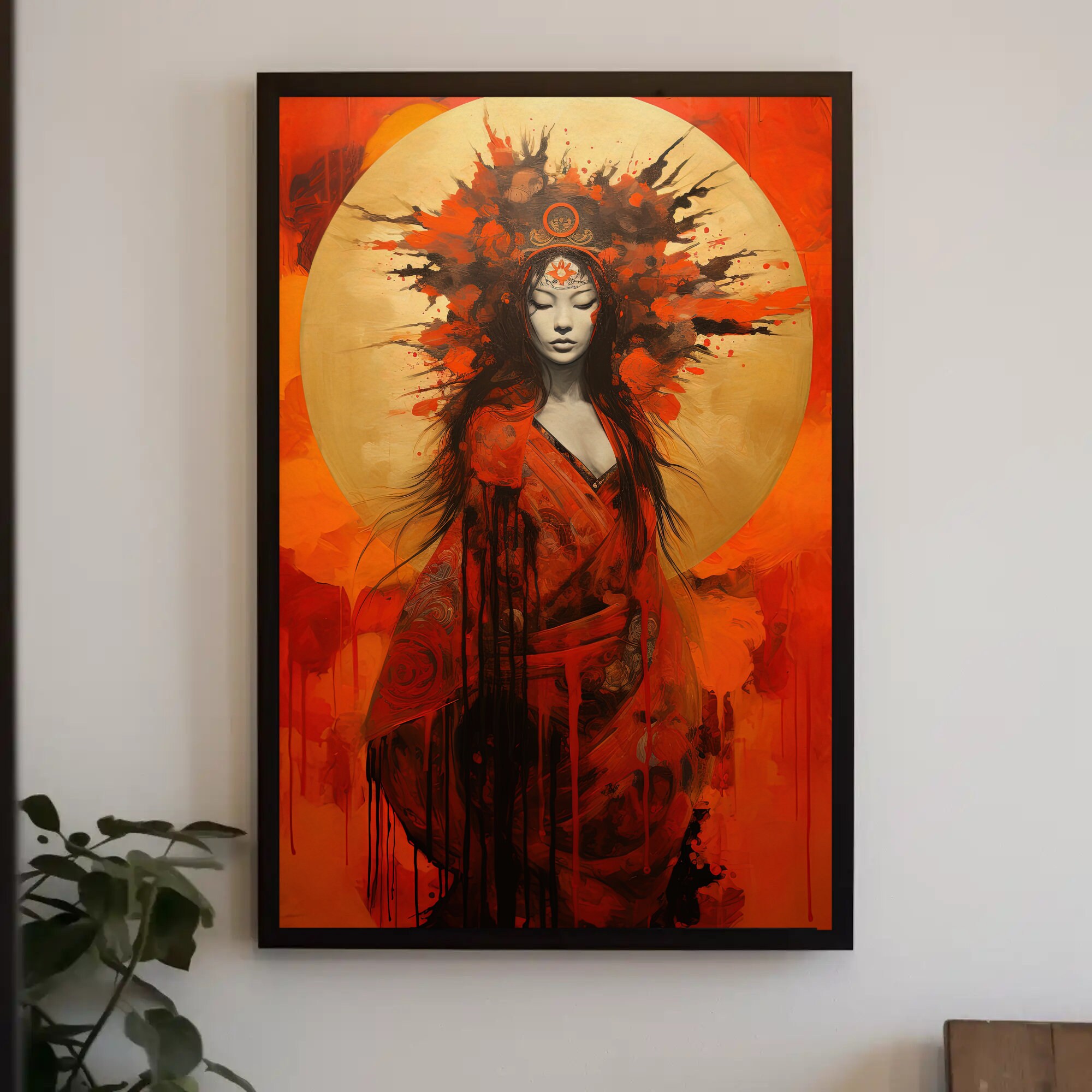 Japanese Sun Goddess Amaterasu Large Vertical Canvas Art - Etsy