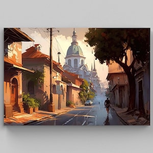 El Salvador Landscape Painting, San Miguel Art, El Salvador art print, El Salvador travel print, El Salvador wall decor, Salvadoran art