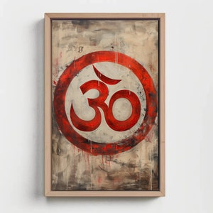 Om Symbol Canvas Print, Hindu Wall Art, Indian God Art, Om Symbol representing a sacred sound, mantra, Indian Art Gift, Ready To Hang