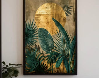 Golden Sun Tropical Plant Canvas Print | Botanical Wall Art
