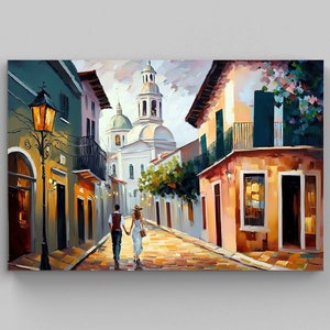 Puerto Rican Art - San Juan Painting on Canvas - Puerto Rico Wall Art and Decor - Puerto Rico art - Puerto Rico Framed Canvas Art