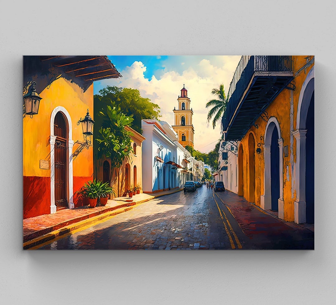 Dominican Republic Oil Painting Caribbean Art for Santo Etsy