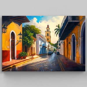 Dominican Republic Oil Painting - Caribbean Art for Santo Domingo Print - Santo Domingo Art Dominican Wall Art Palacio Consistorial Artwork