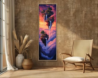 Floating Islands Canvas Art, Surreal Sunset Dreamscape