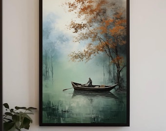 Autumn Lake Canvas Print | Serene Landscape Artwork, Ready to Hang
