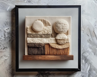 Abstract Textile Art Print, Woven Tufted Japandi Boho Decor