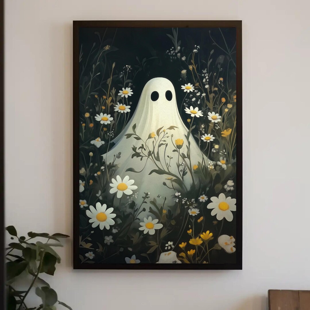 Ghost in Flower Forest Canvas, Dark Romantic Gothic Decor - Etsy