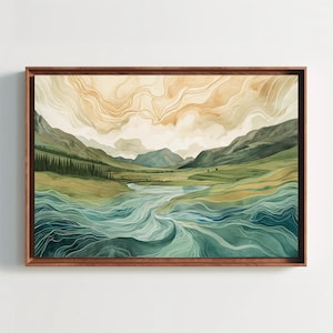 Northern Scotland Canvas Print, Scottish Landscape Abstract Painting, Scotland Wall Art, Over the Bed Decor, British Decor, Ready To Hang