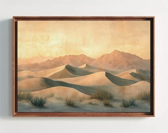 Desert Wall Art – Warm Minimalist Sand Dunes Landscape Print