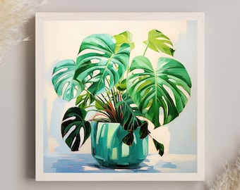 Monstera Plant Art Print | Botanical Canvas Wall Decor