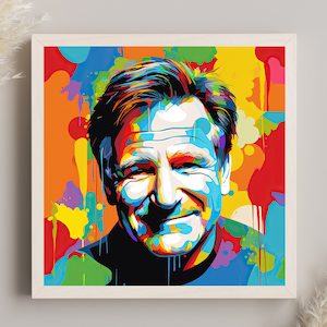Robin Williams Pop Art Canvas, Robin Williams Framed Print, Robin Williams Wall Art, Robin Williams Poster, Ready to Hang, Home Decor