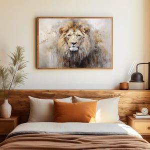Lion Portrait Painting - Abstract Wildlife Canvas Wall Art image 6