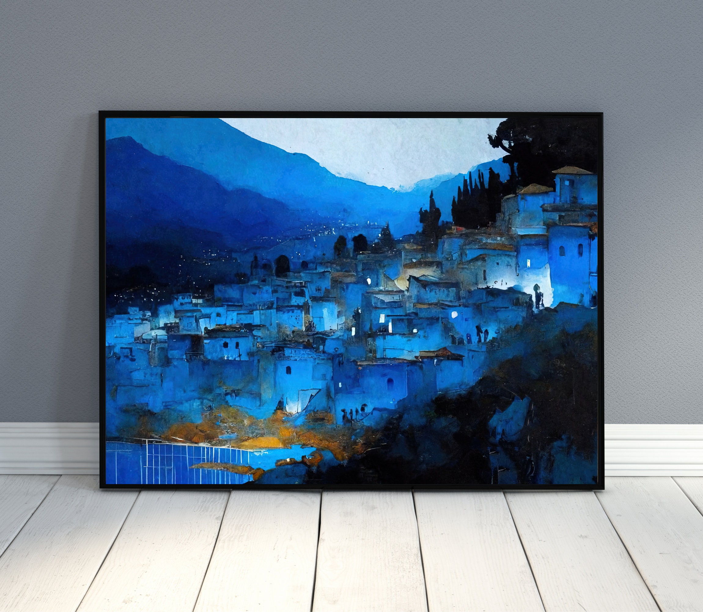 Society6 ケース Cornflower Blue Moroccan Hand Painted Blue City Morocco - Moroccan Wall Art, Painting, Home Decor
