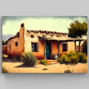 Abode Style Home Art, , Mexican Painting, Mexican Art Canvas,  Mexican Decor, Home Decor, Mexico Wall Art Print, Mexican Living Room Decor