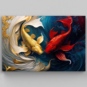 Colorful Koi Fish Oil Painting on Canvas Fish Paintings Koi Fish Wall Decor  Abstract Art Koi Fish Canvas Print Colorful Wall Art -  Canada