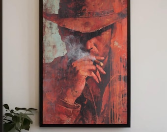 Art mural cow-boy | Toile portrait western Moody